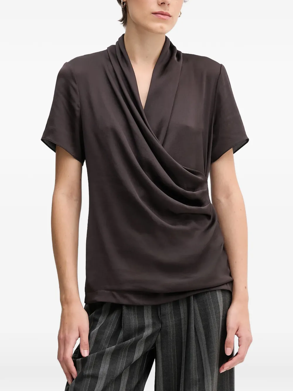 Joseph Ribkoff draped top | Brown | Image 1