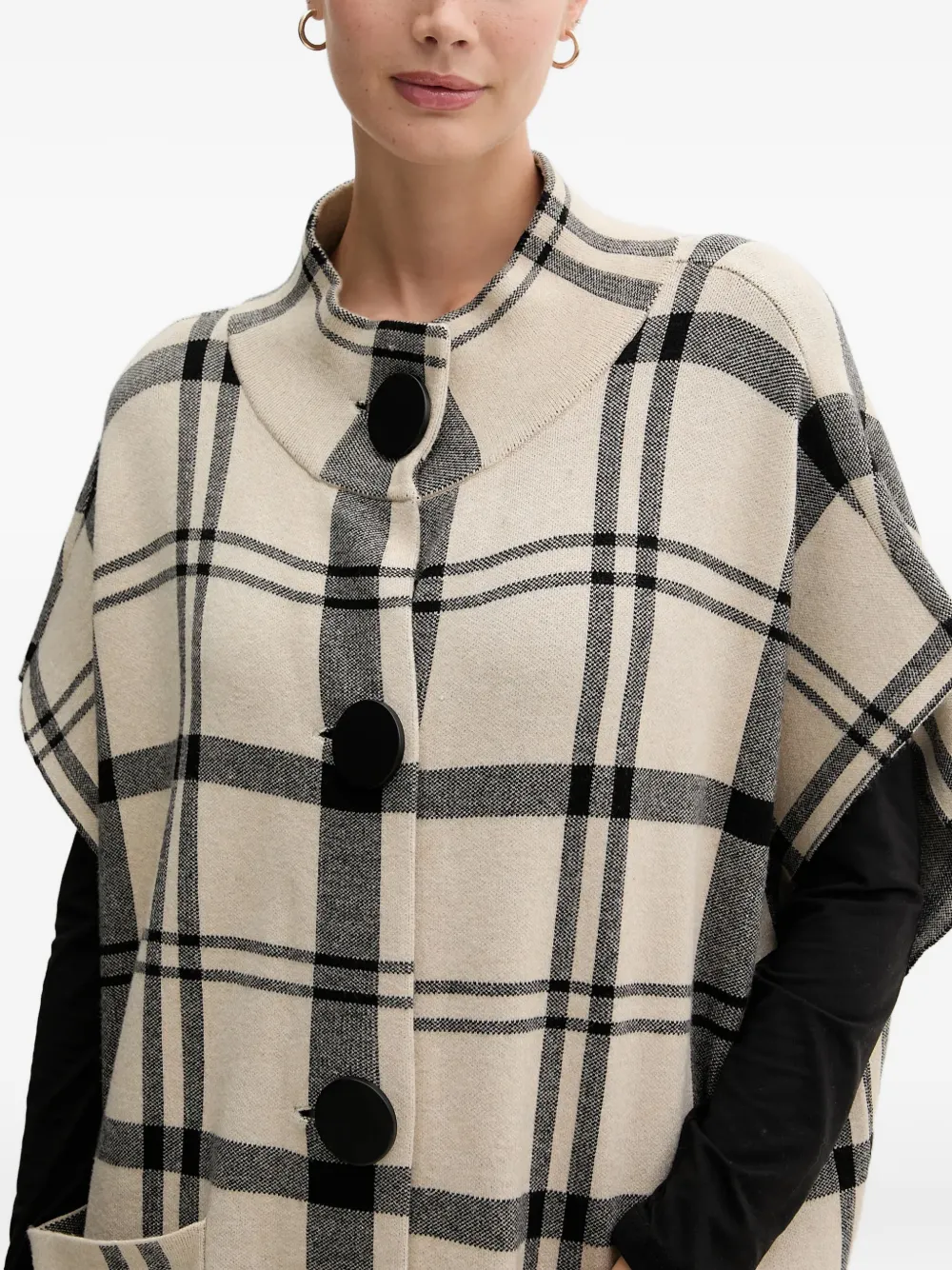 Joseph Ribkoff Geruite jas met knopen Beige