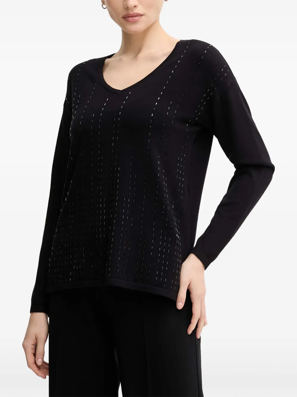 Joseph Ribkoff embellished V-neck jumper - Nero
