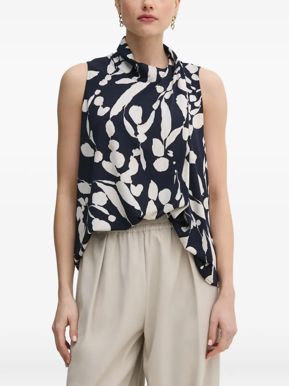 Joseph Ribkoff abstract-pattern halterneck blouse | Blue | Image 1