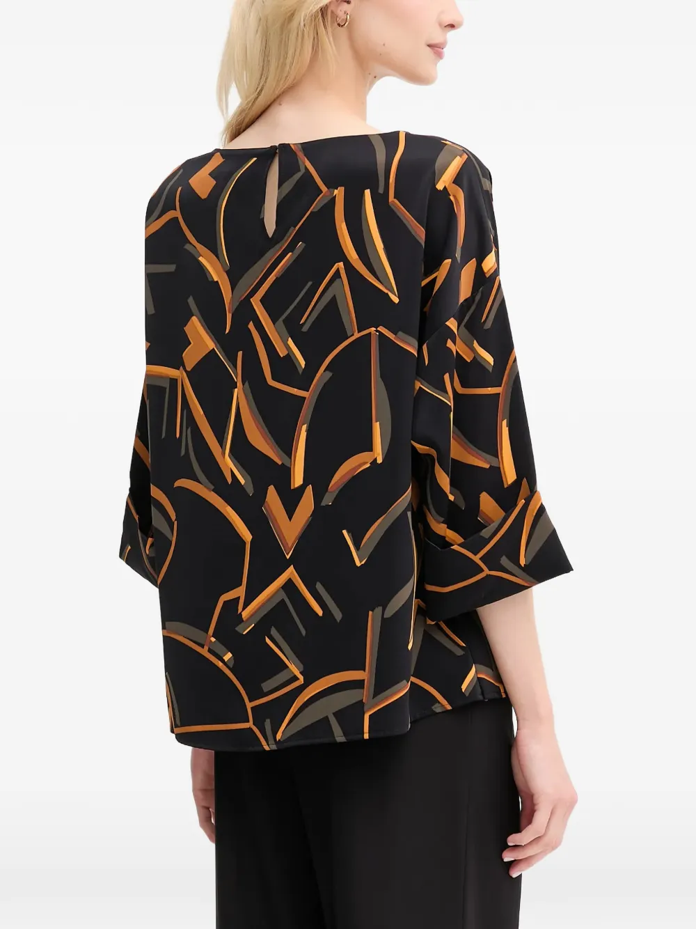  Joseph Ribkoff Geometric-print Flared-sleeve Blouse - Black 