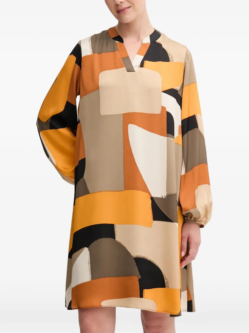 Joseph Ribkoff V-neck geometric-pattern midi dress | neutro | Image 1