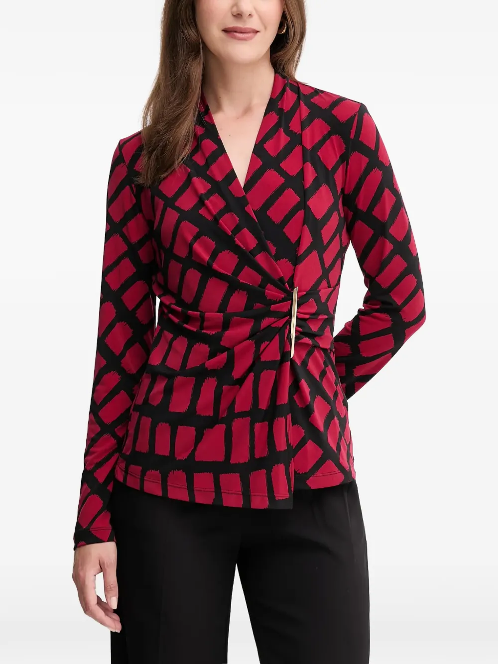 Joseph Ribkoff geometric-pattern blouse | Red | Image 1