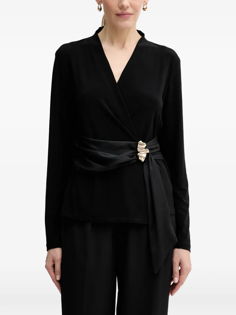 Joseph Ribkoff V-neck brooch blouse - Nero