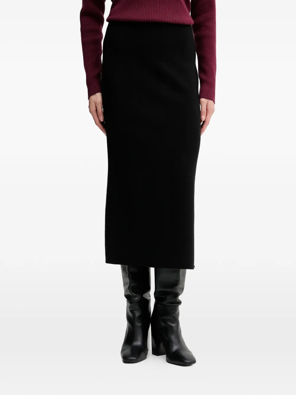Joseph Ribkoff slit midi skirt | negro | Image 1
