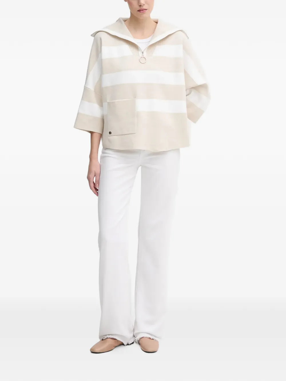 Joseph Ribkoff striped-pattern half-zip sweater | Knitted Sweaters | Image 2