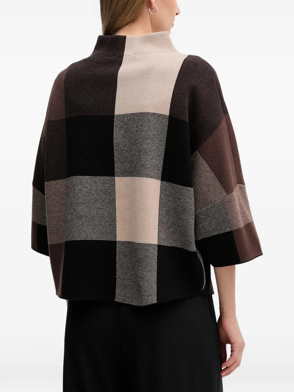  Joseph Ribkoff Check Button Sweater - Brown 