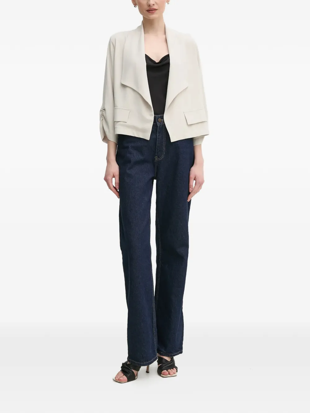  Joseph Ribkoff Gathered-sleeve Pocket Jacket - Neutrals 