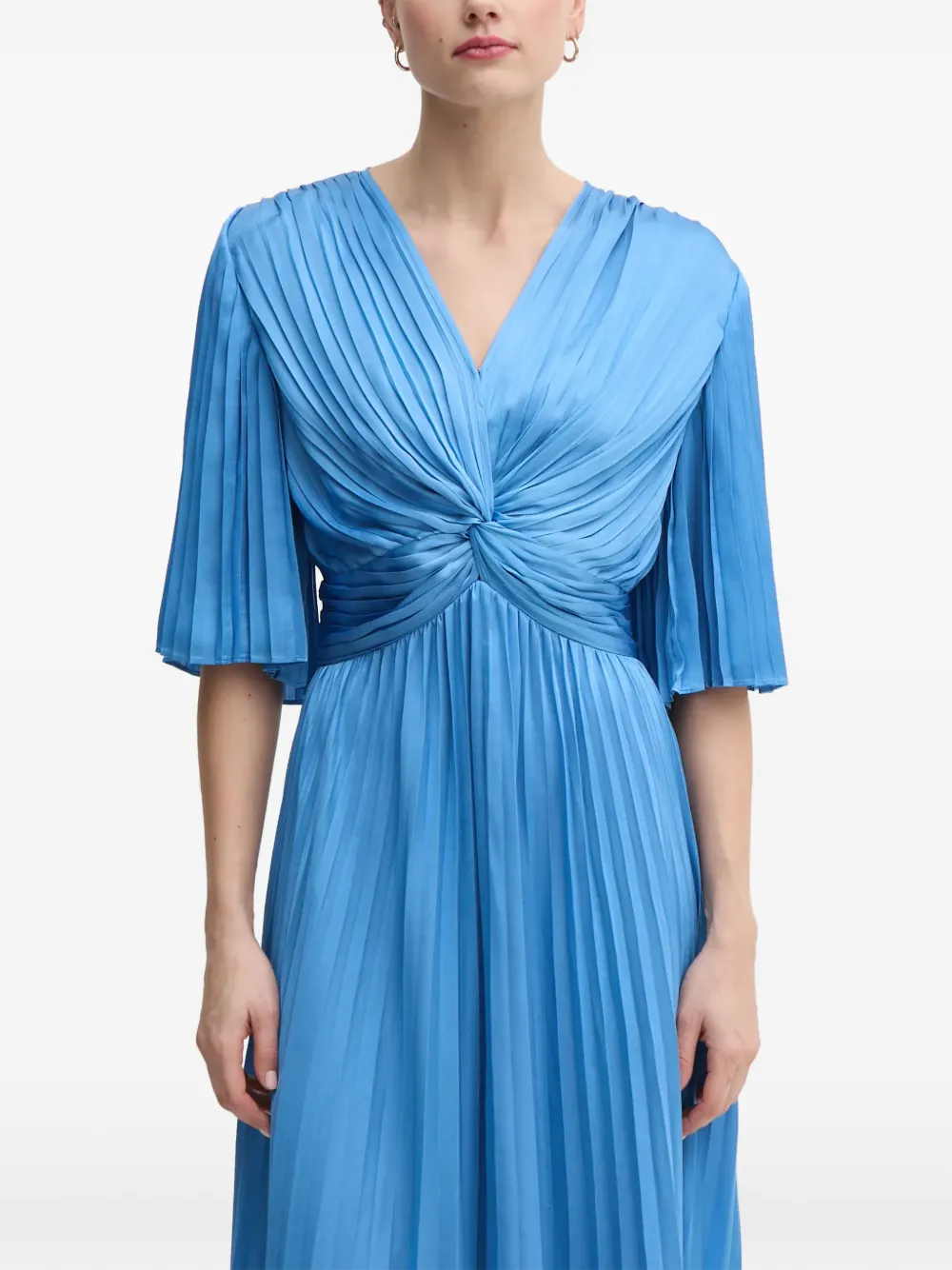 Joseph Ribkoff pleated V-neck midi dress - Blu