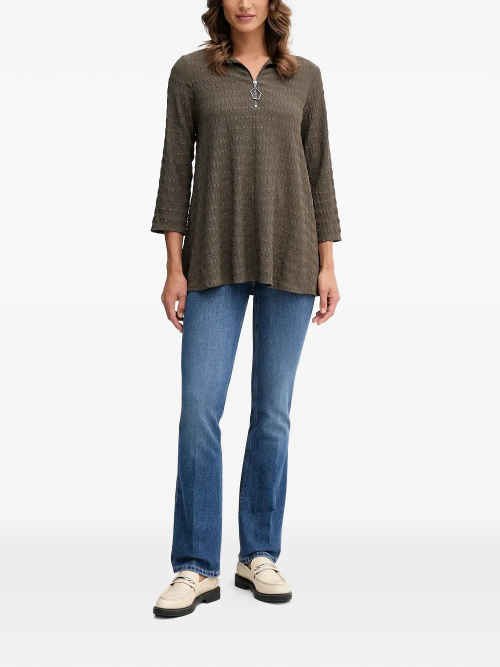 Joseph Ribkoff zip textured top | Blouses | Image 2