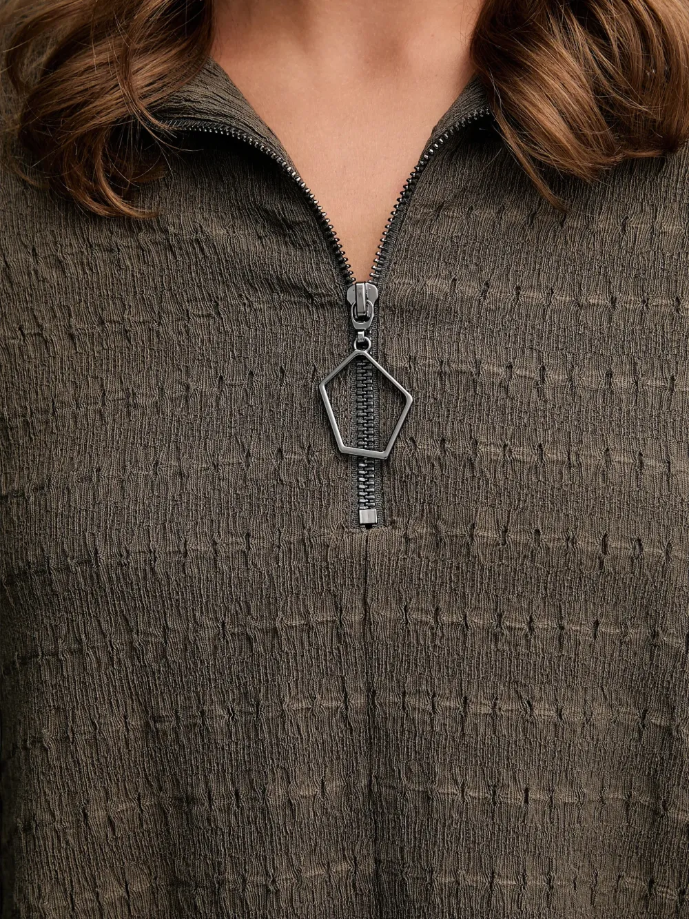 Zip Textured Top