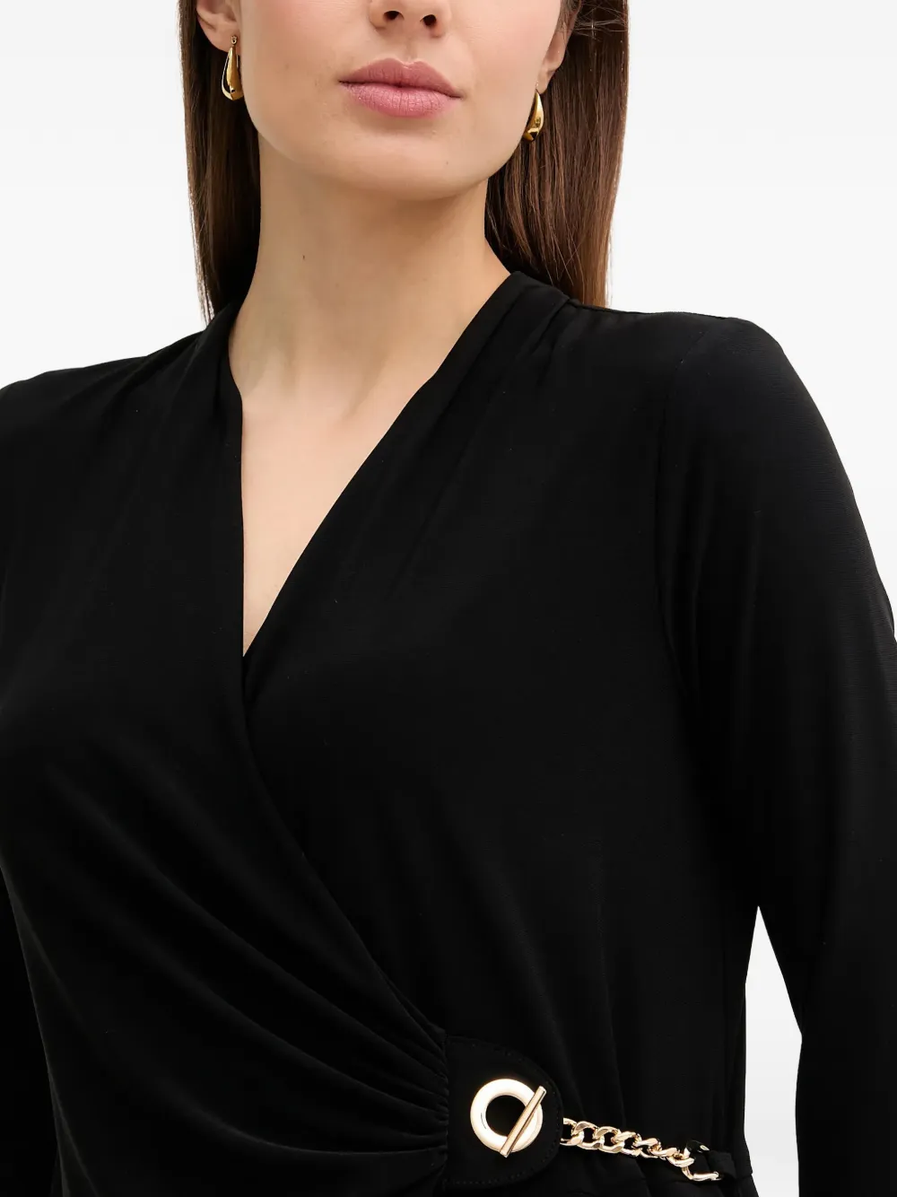 Joseph Ribkoff Midi-jurk verfraaid met ketting en split Zwart