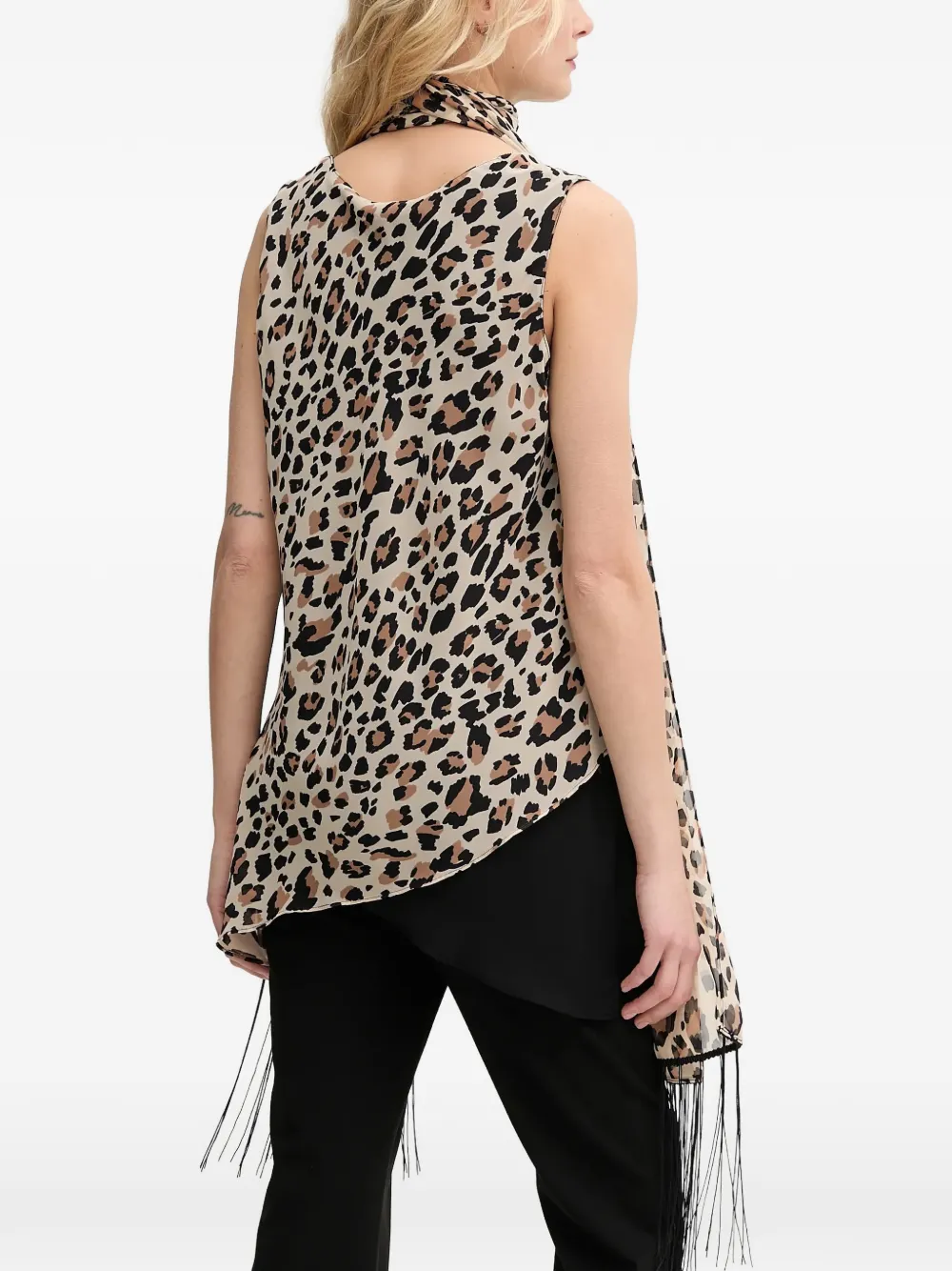  Joseph Ribkoff Animal-print Fringed Top - Neutrals 