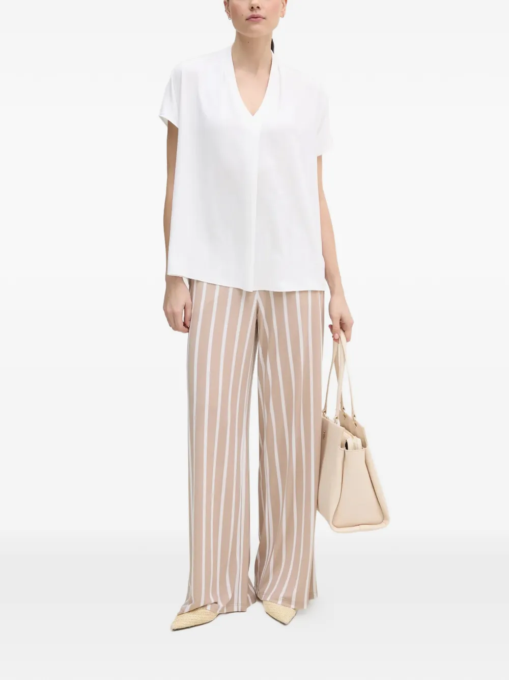 Joseph Ribkoff V-neck short-sleeve blouse - Wit