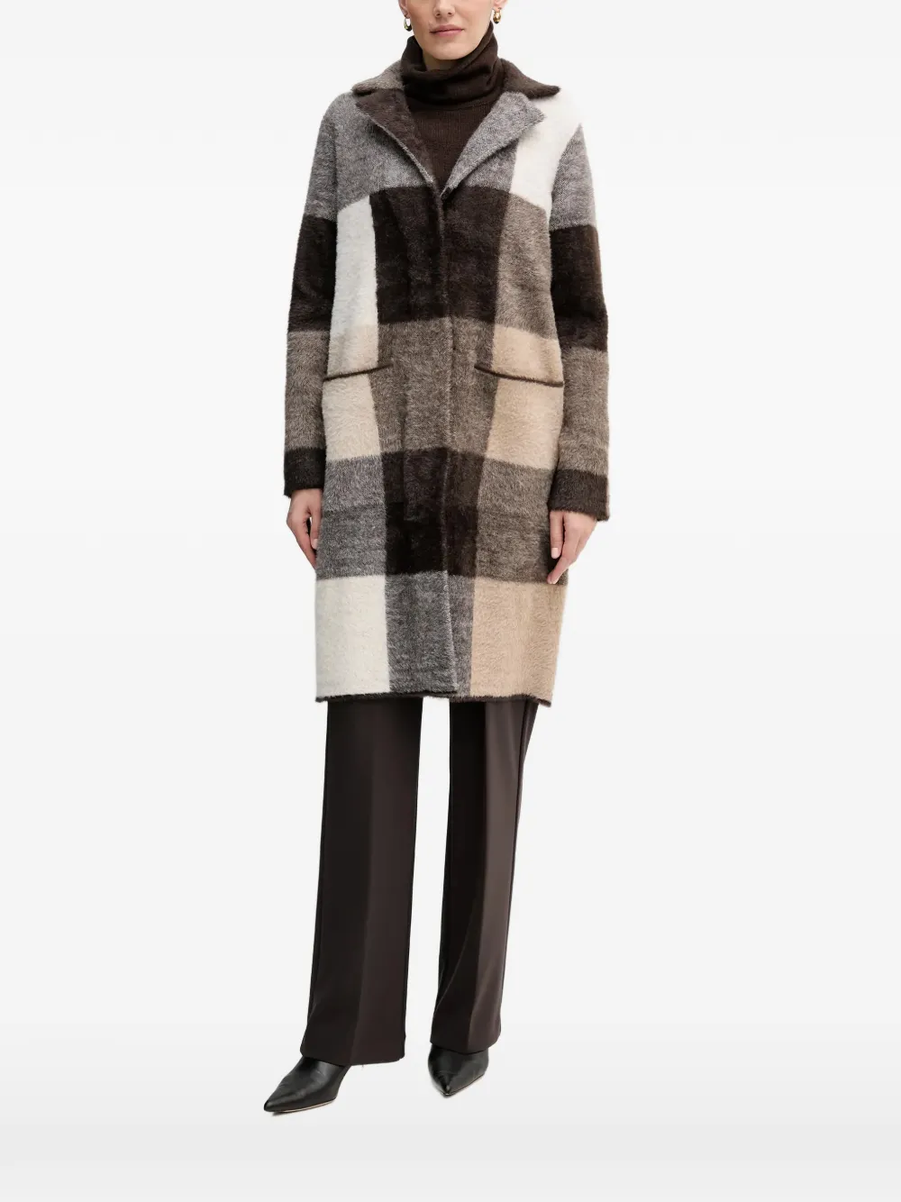 Joseph Ribkoff checkered pocket coat | Brown | Image 1