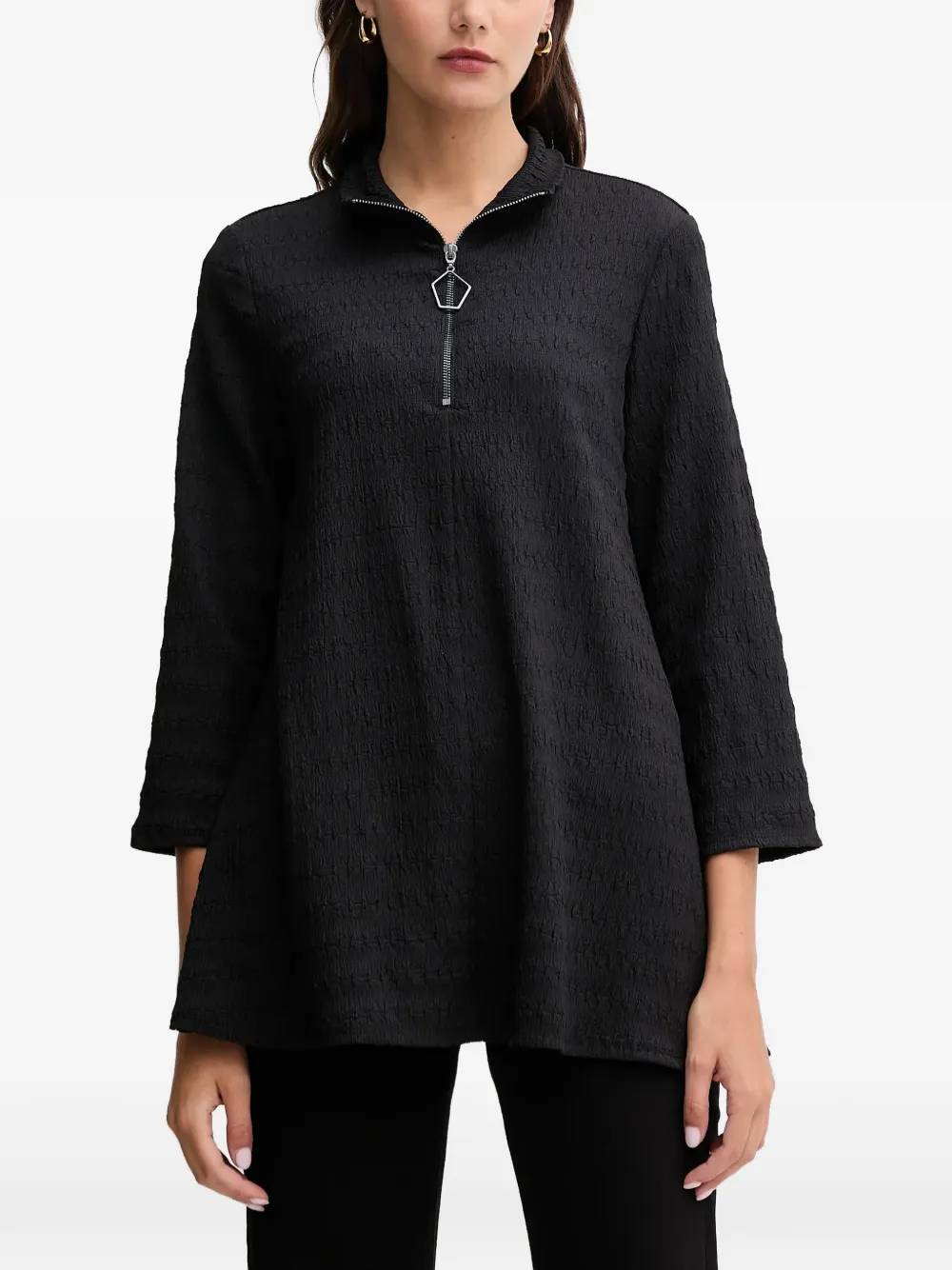 Joseph Ribkoff zip-up textured top | Black | Image 1