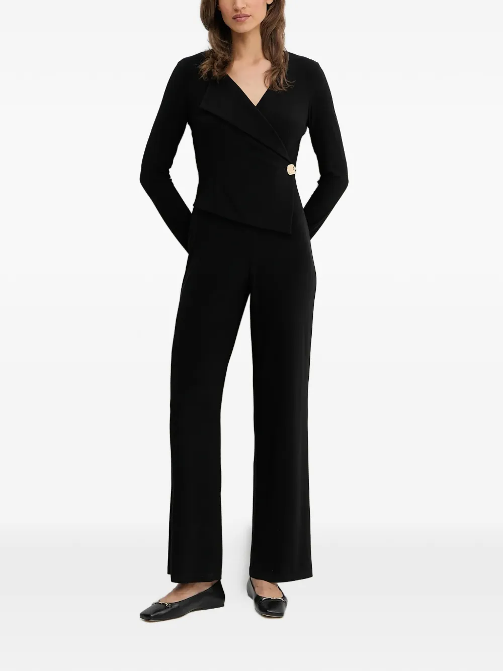 Joseph Ribkoff V-neck button all in one | Black | Image 1
