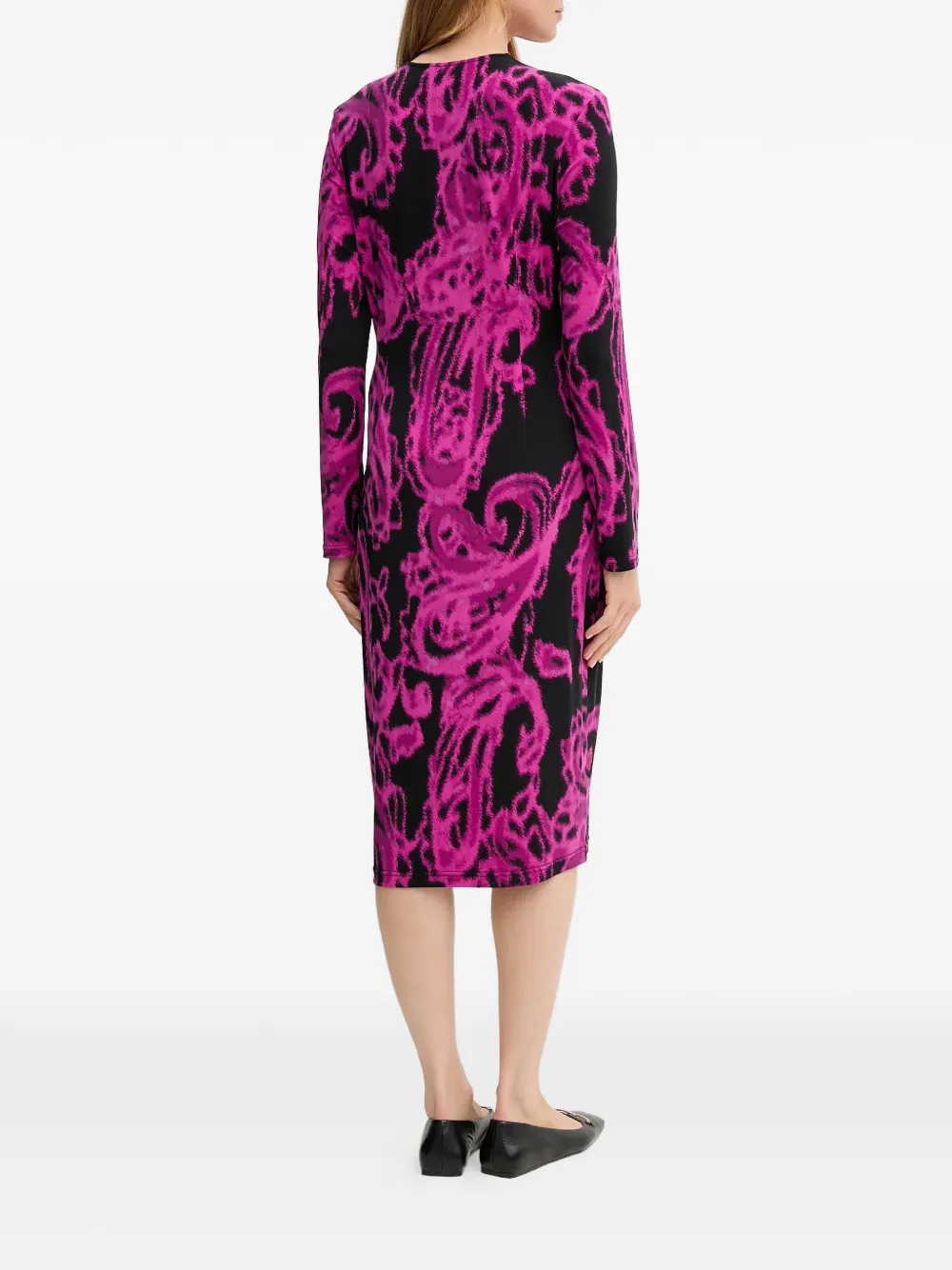 Tie Paisley-Print Midi Dress