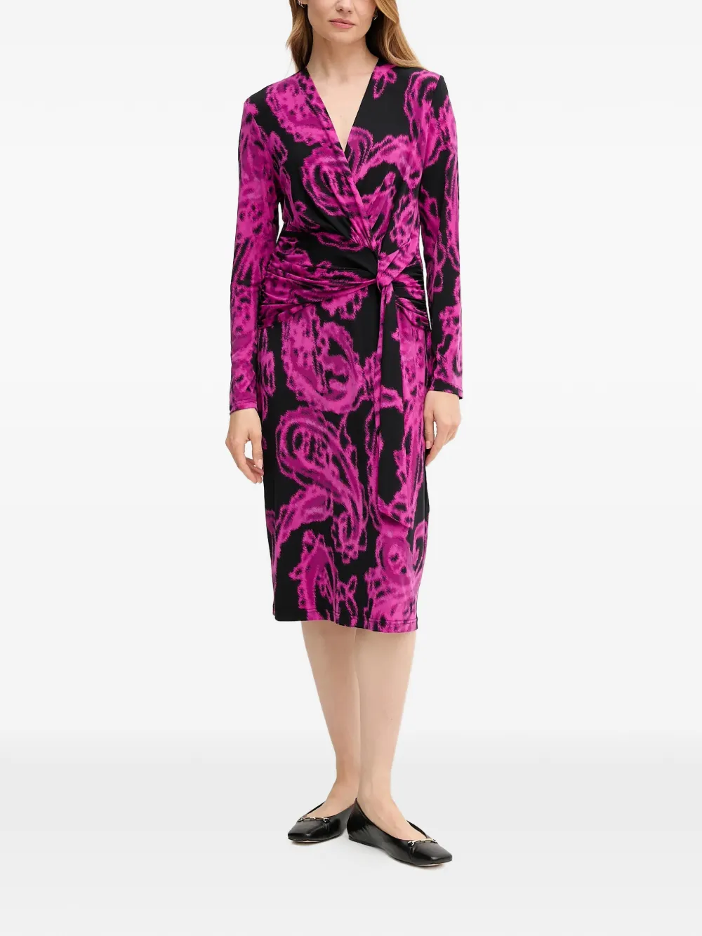 Joseph Ribkoff tie paisley-print midi dress - Zwart