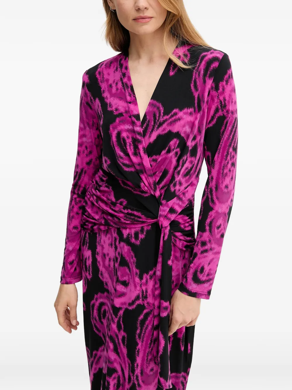 Tie Paisley-Print Midi Dress