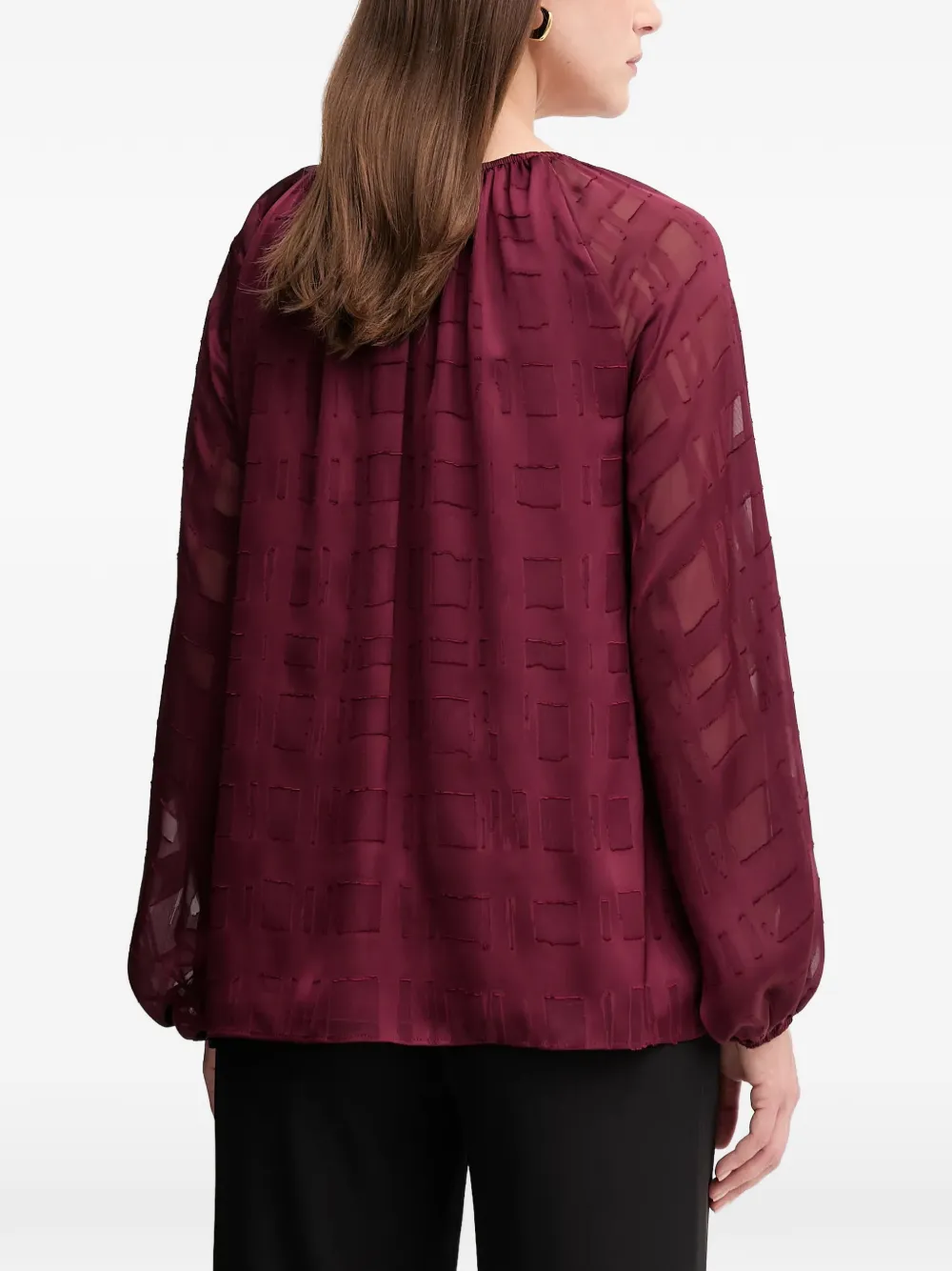 Long-Sleeved Keyhole Blouse