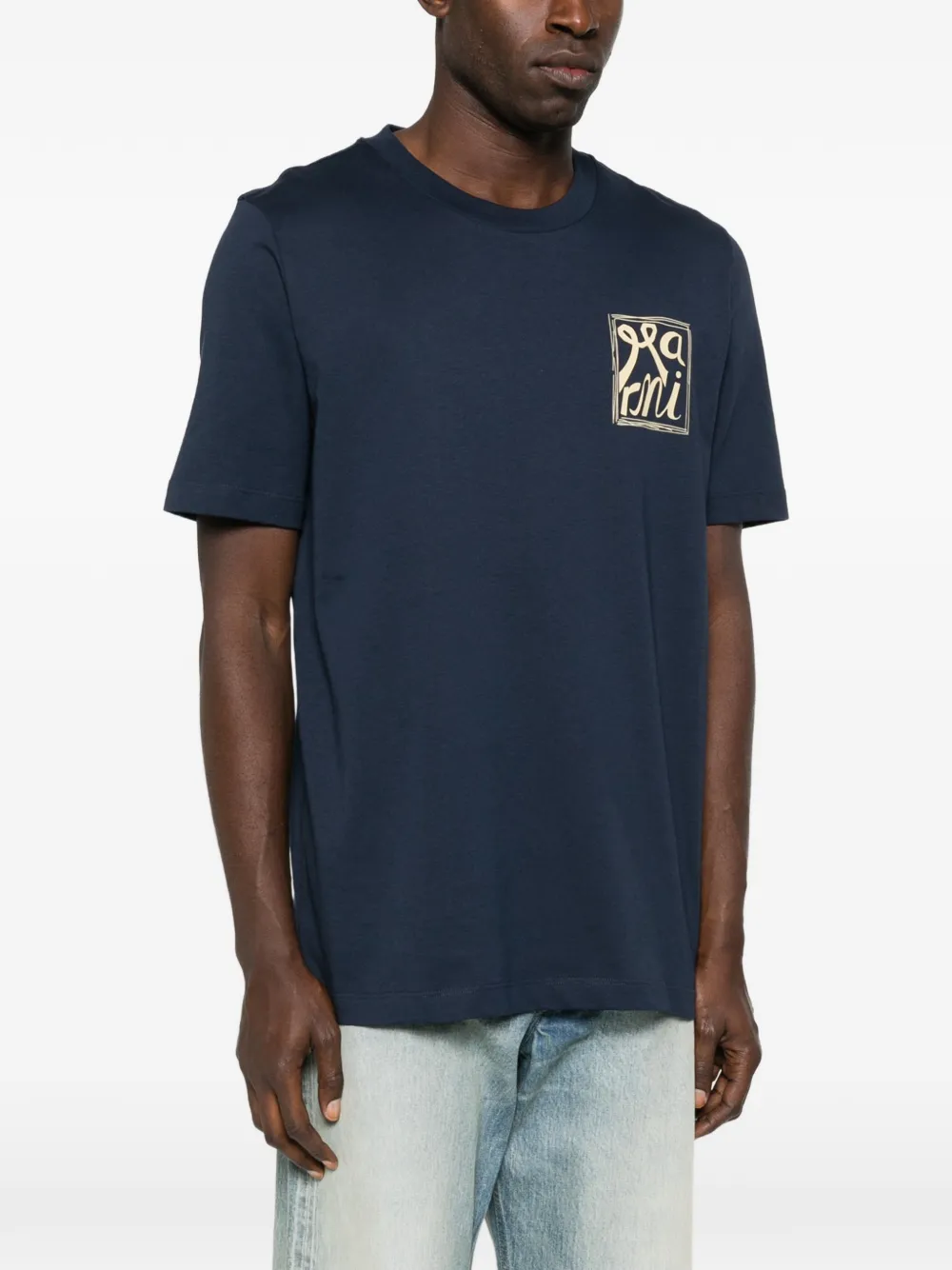 Marni T-shirt met logo en ronde hals Blauw