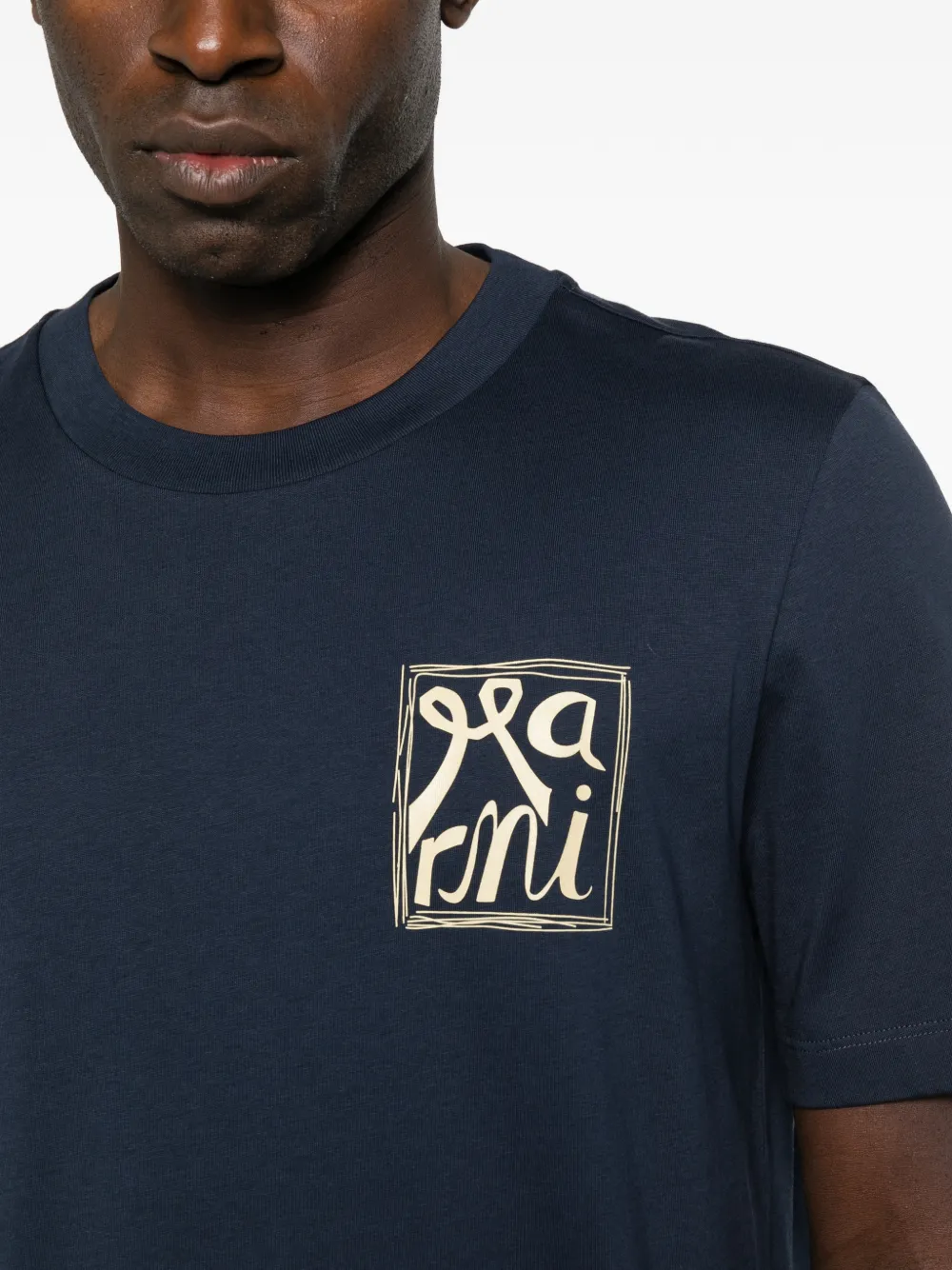 Marni T-shirt met logo en ronde hals Blauw