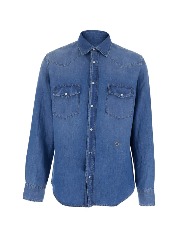 Jacob Cohën Logo-embroidered Shirt in Blue
