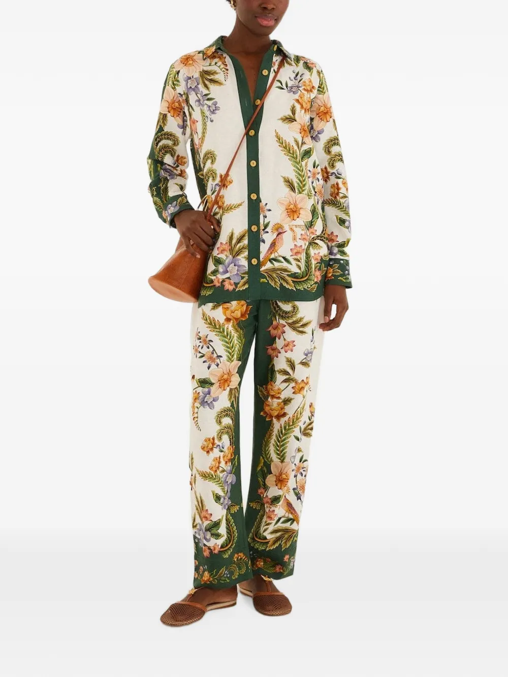 FARM Rio Broek met bloemenprint Wit