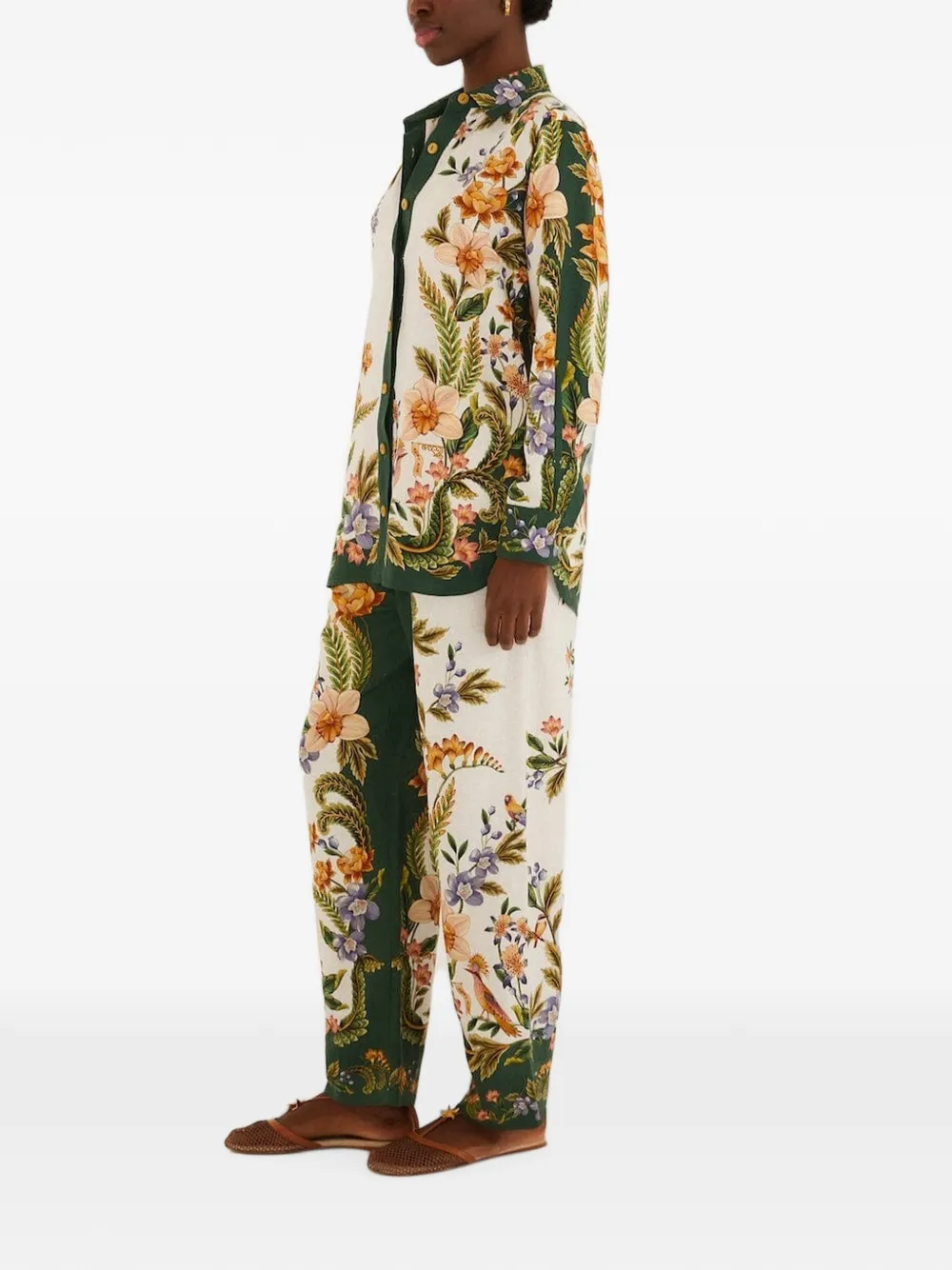 FARM Rio Broek met bloemenprint Wit