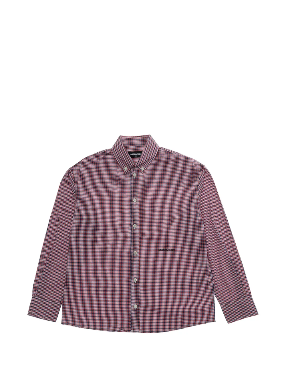 DSQUARED2 KIDS check-pattern button-up cotton shirt - Rosa