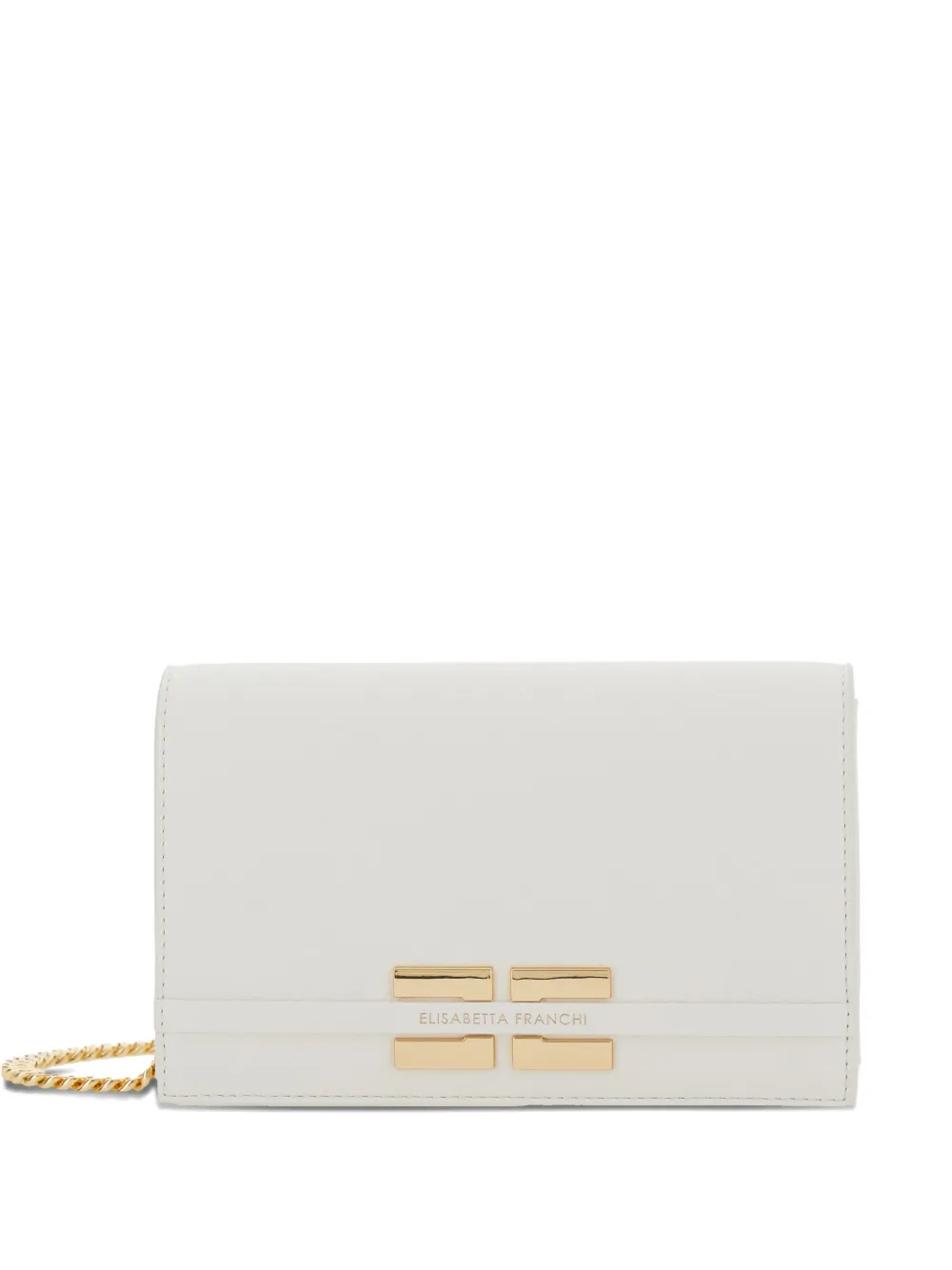 Elisabetta Franchi lettering chain clutch bag - Bianco