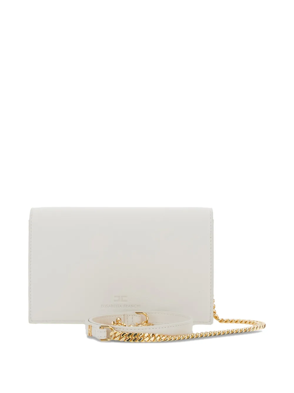 Elisabetta Franchi lettering chain clutch bag - Wit
