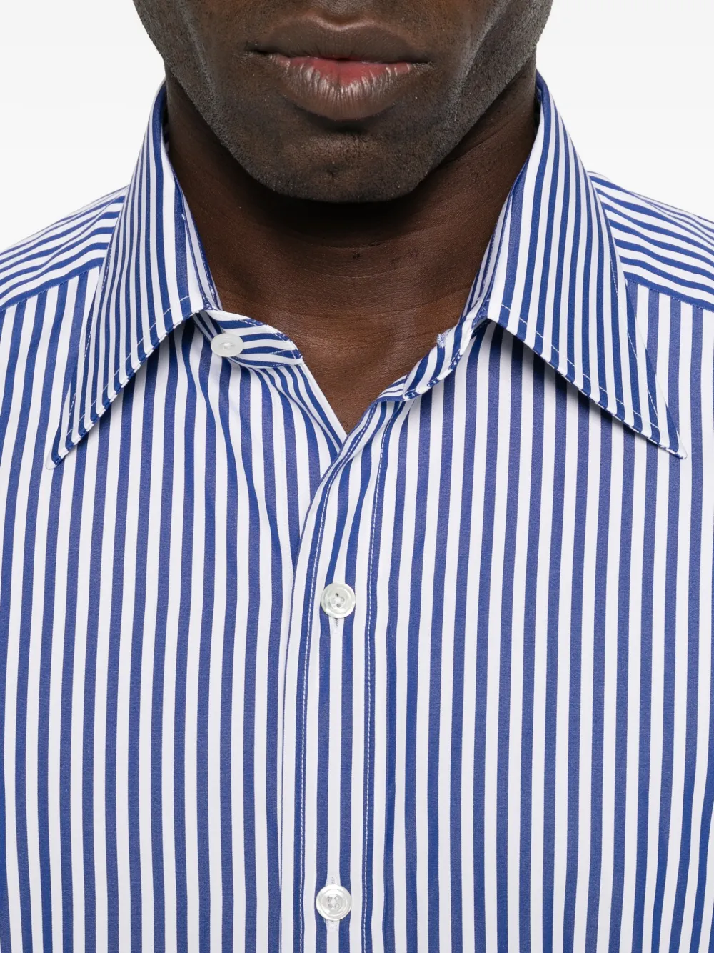 TOM FORD Gestreept overhemd met knoopsluiting Blauw