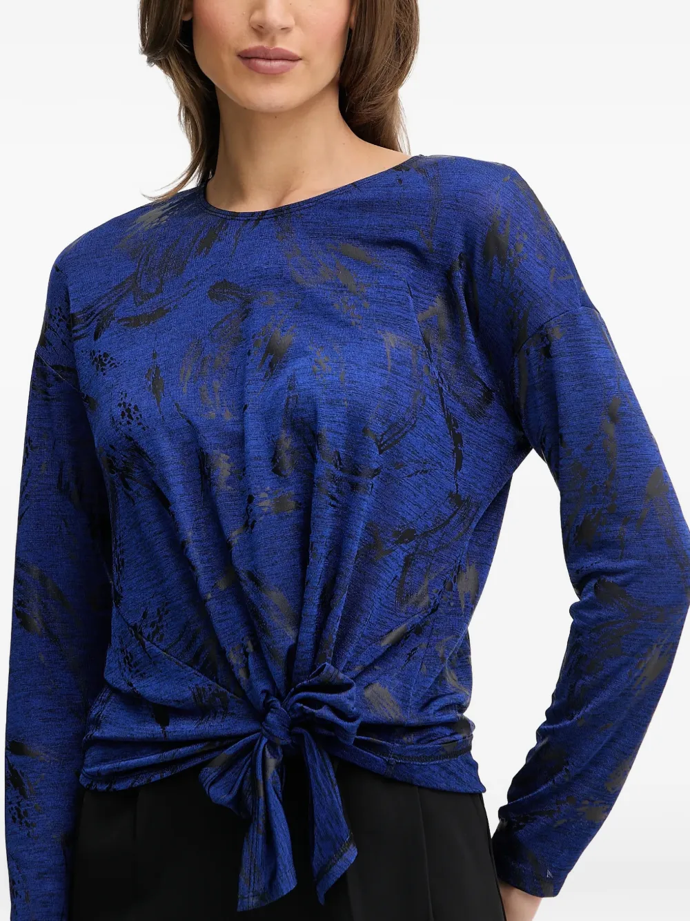 Joseph Ribkoff Top met lange mouwen met gestrikt detail Blauw