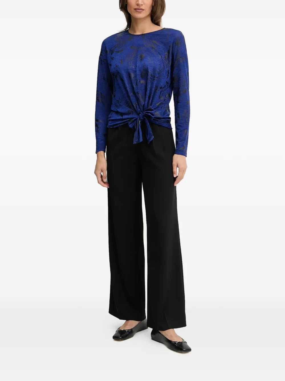 Joseph Ribkoff Long-sleeve Tie-detail Top - Blue 