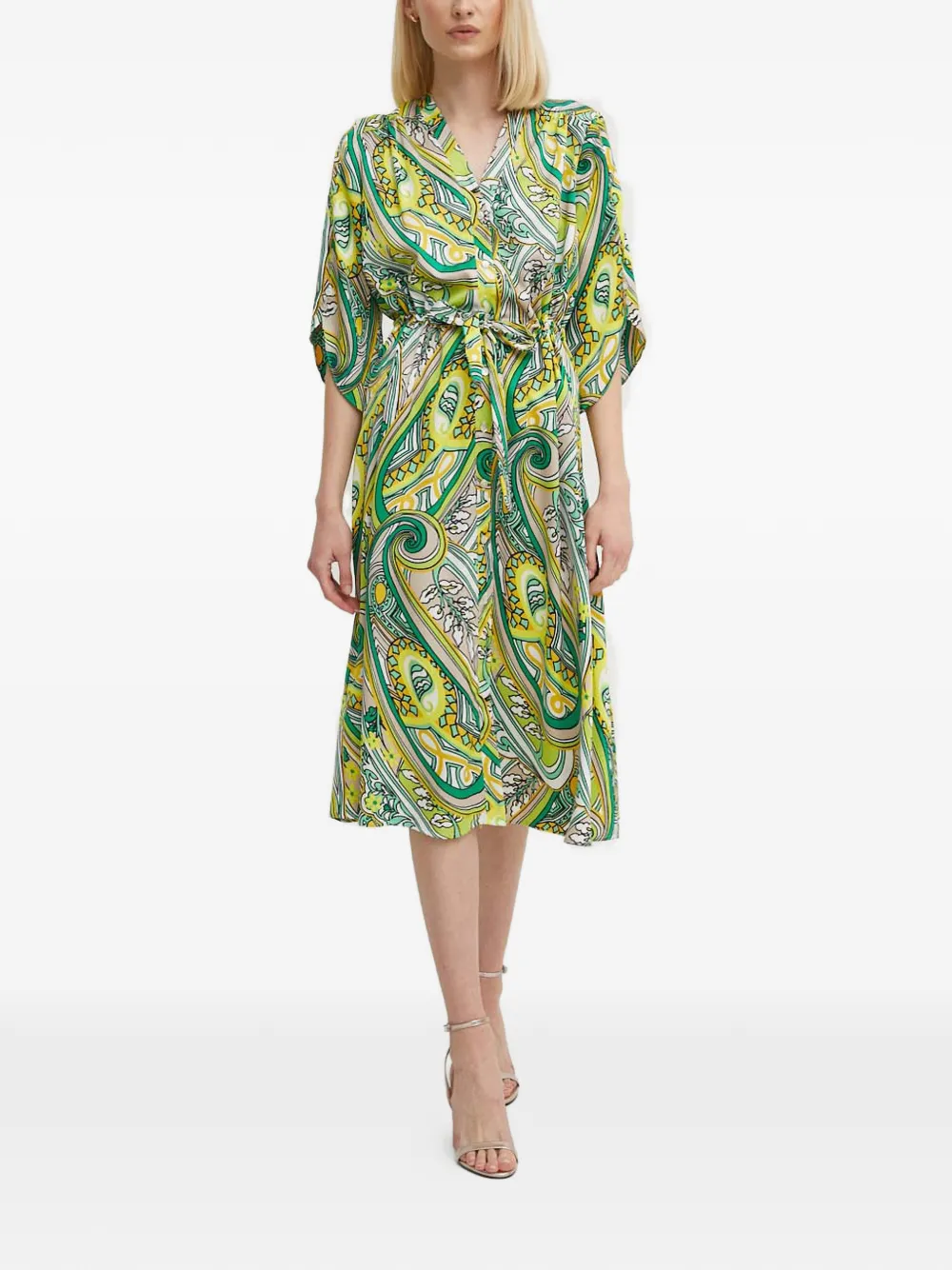 Joseph Ribkoff paisley tie-waist midi dress - Groen