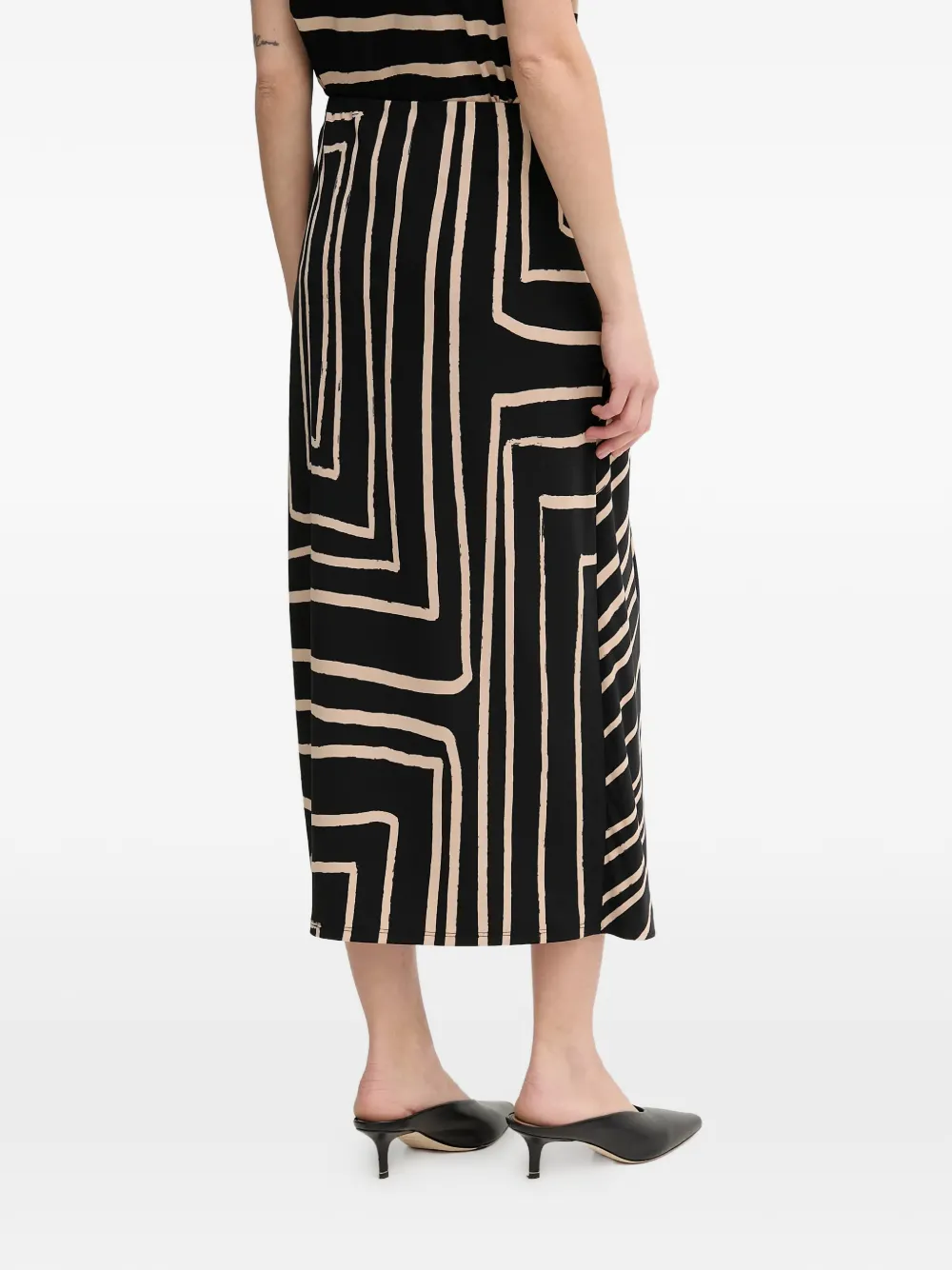 Joseph Ribkoff Midi-rok met geometrisch patroon Zwart