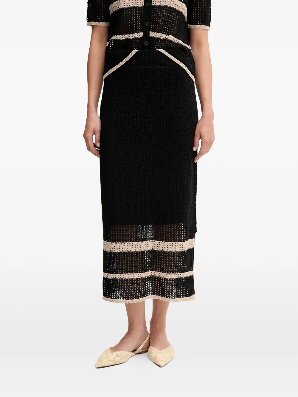 Joseph Ribkoff striped openwork skirt | Black | Image 1
