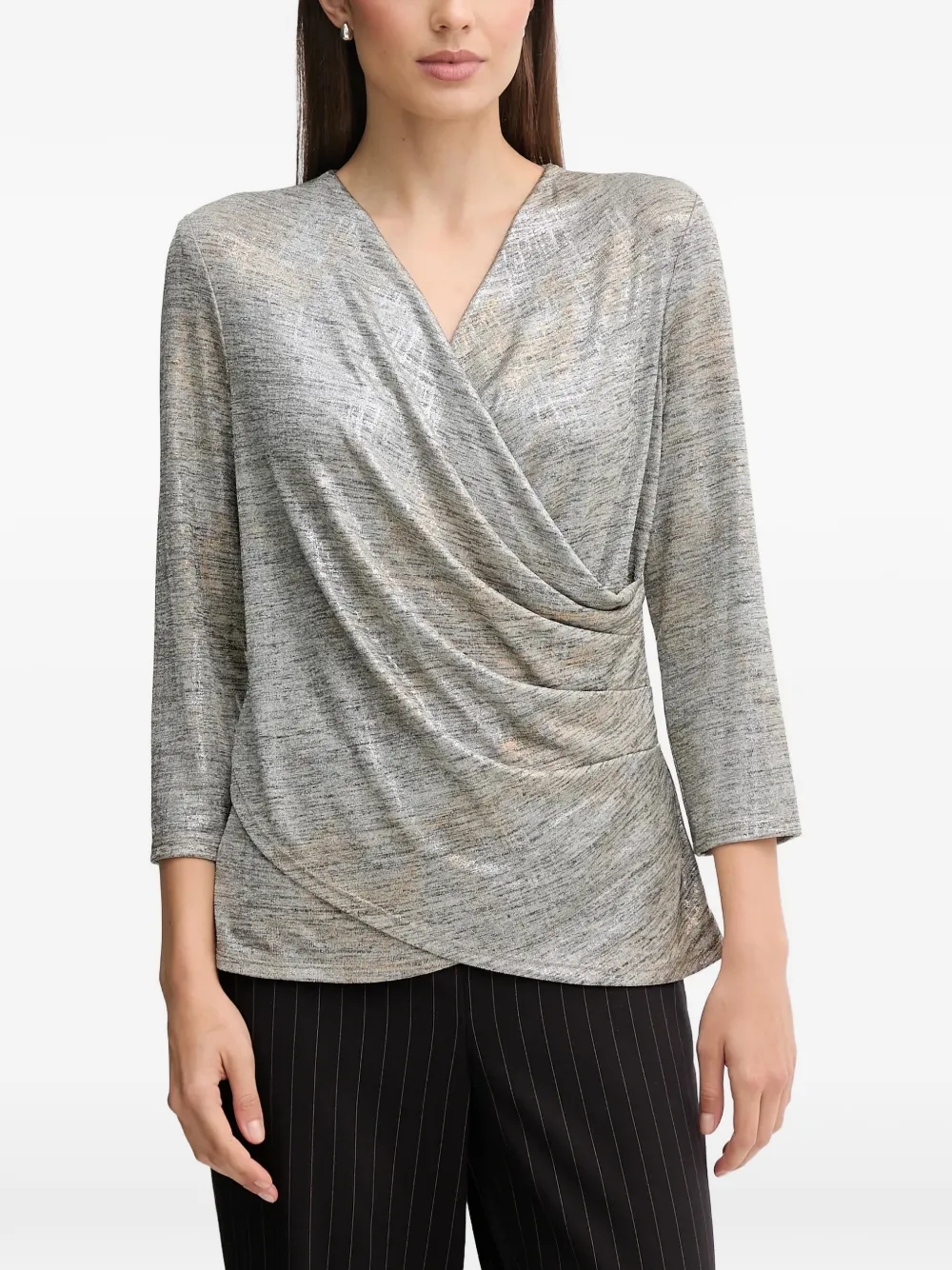 Joseph Ribkoff V-neck draped blouse | gris | Image 1