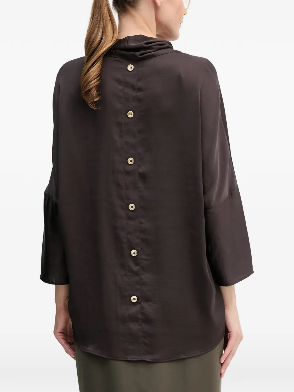 Cowl Neck Button Blouse