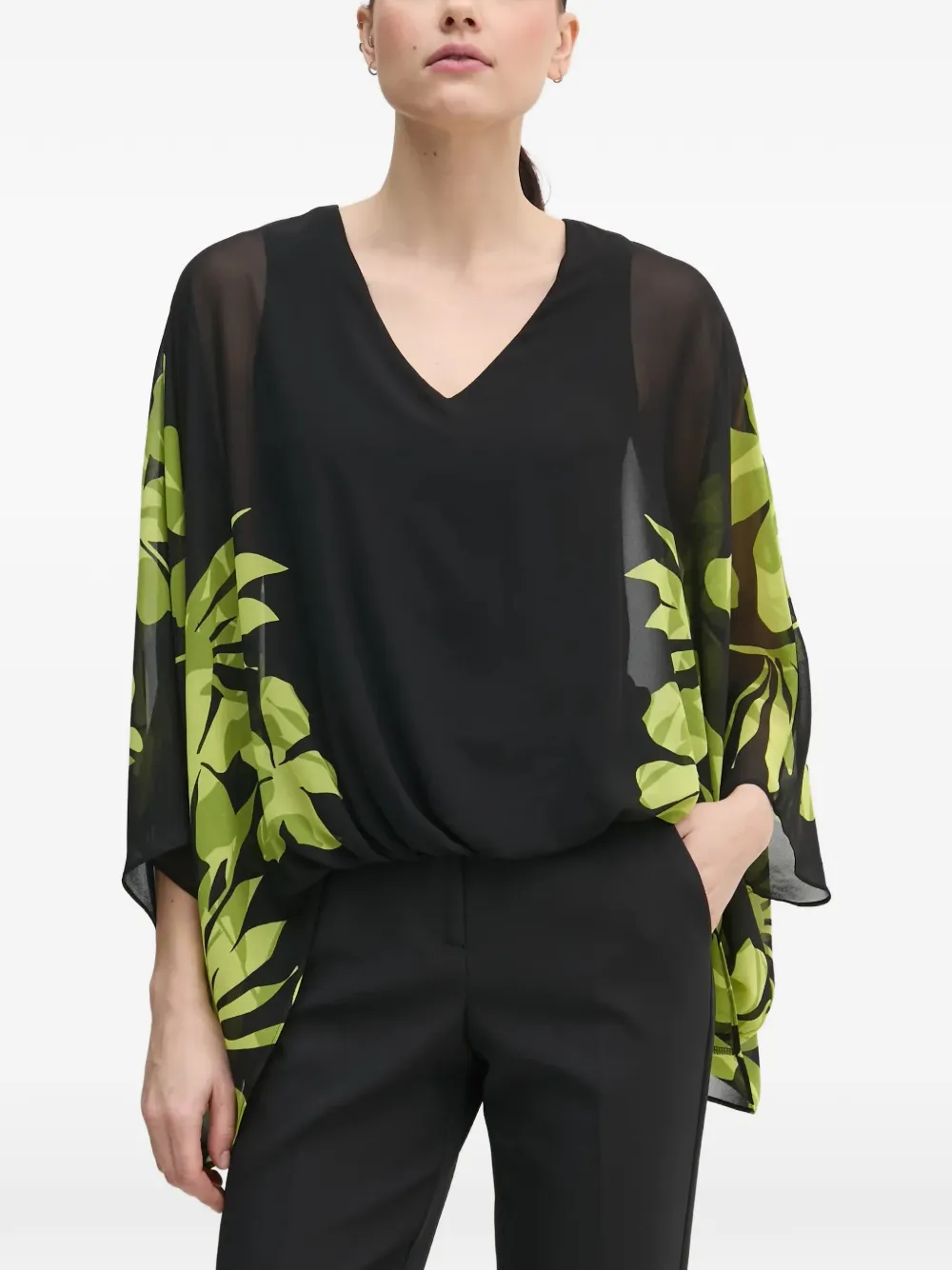 Joseph Ribkoff V-neck floral-print blouse - Nero