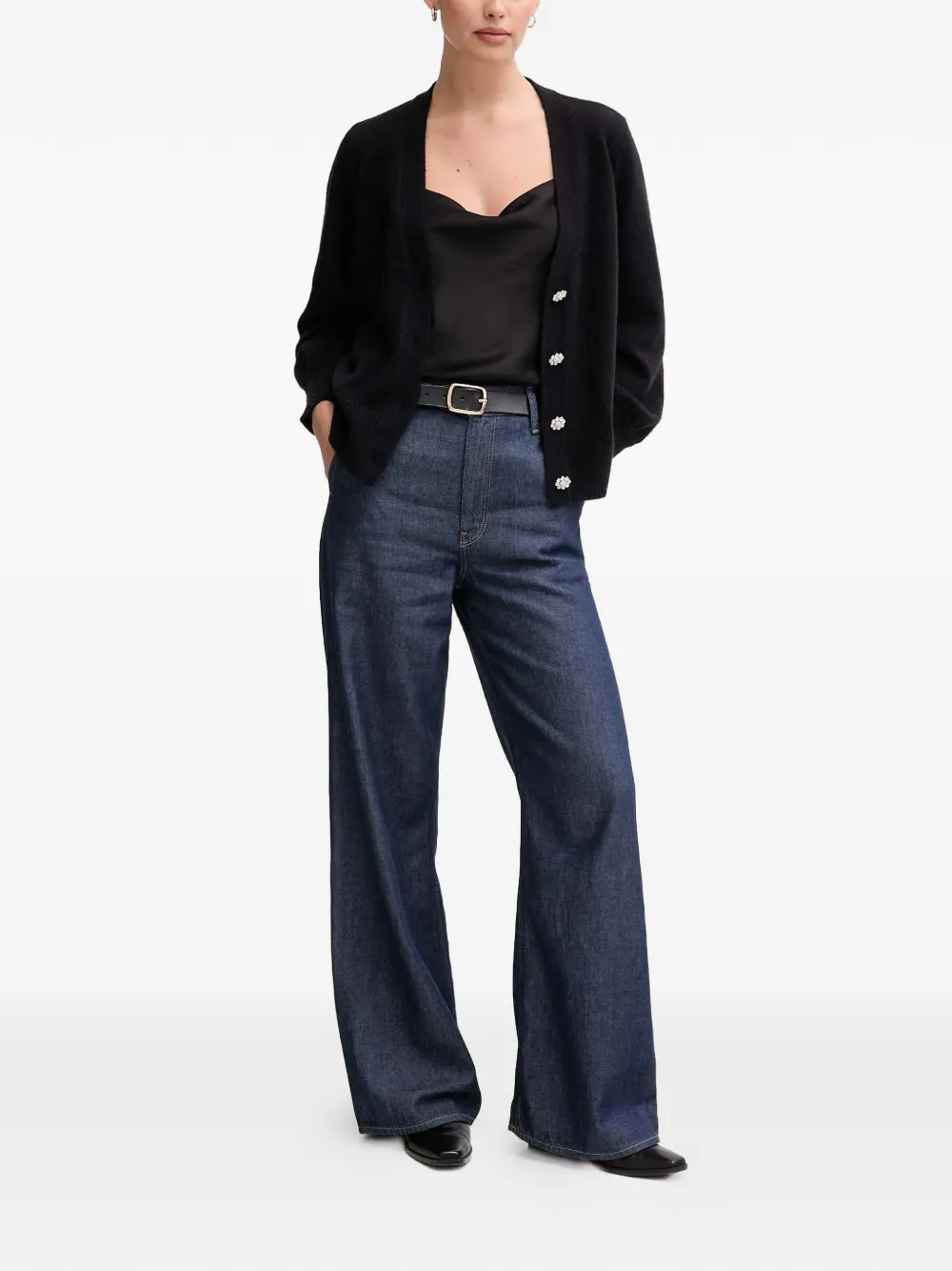 Joseph Ribkoff Vest met bloemdetail Zwart
