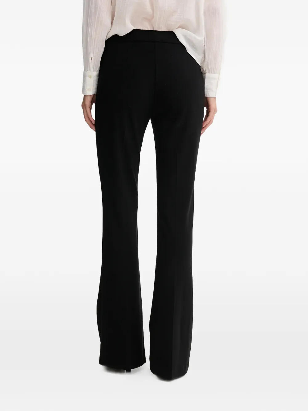 Elasticated-Waist Flared Trousers