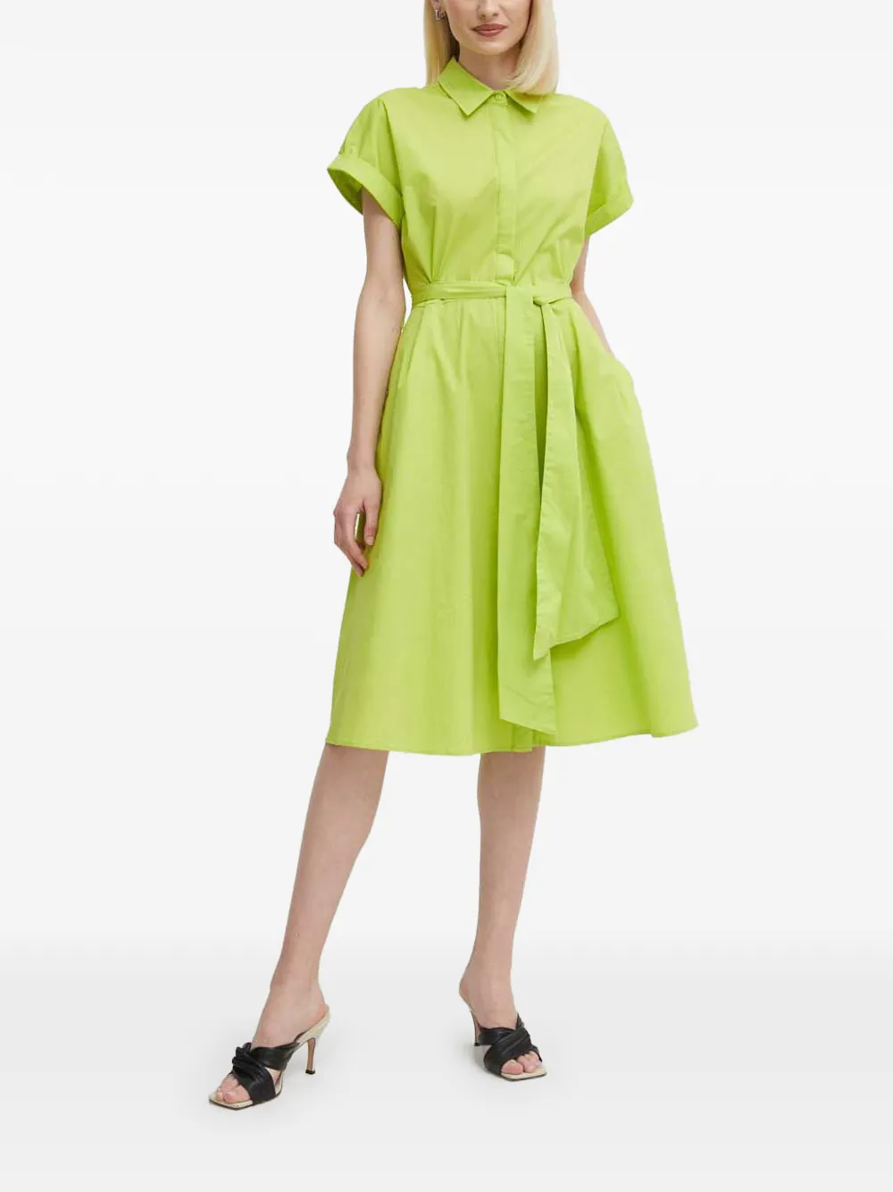 Joseph Ribkoff tie-waist mini shirt dress - Verde