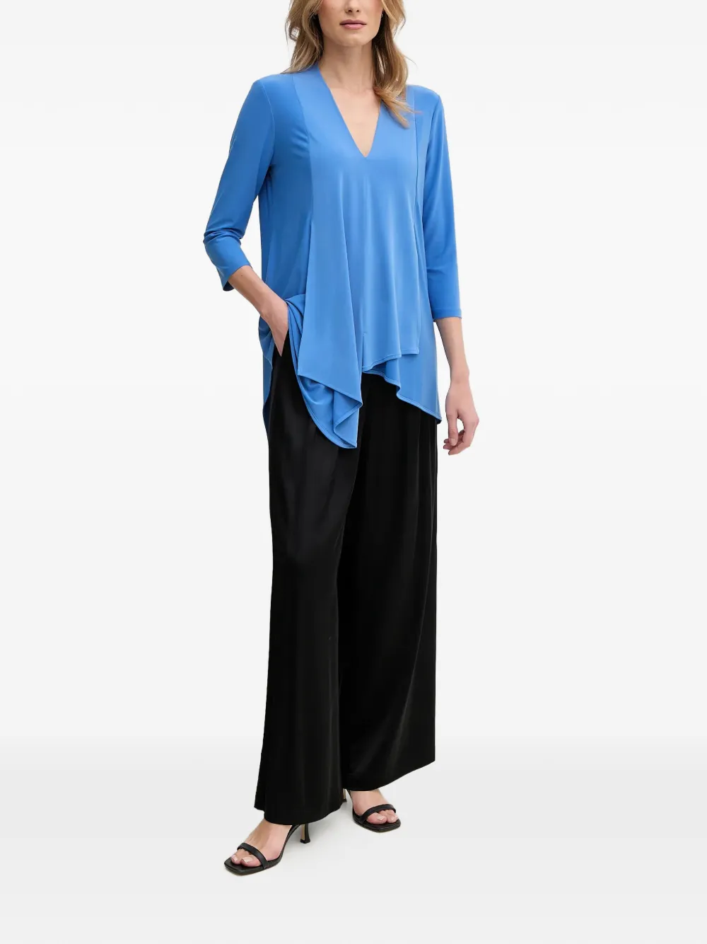  Joseph Ribkoff V-neck Asymmetric Top - Blue 