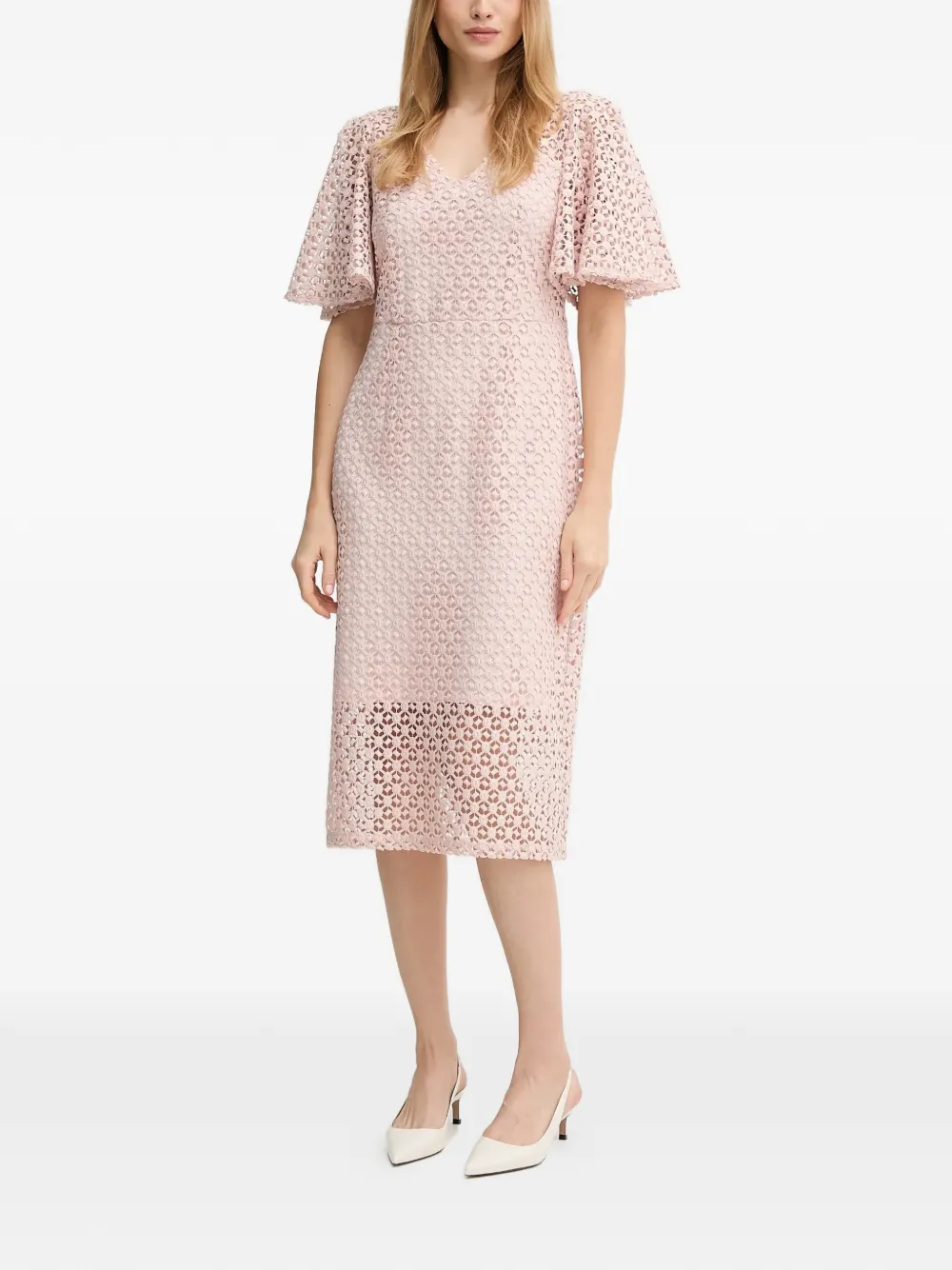 Joseph Ribkoff floral-lace butterfly-sleeve dress - Roze