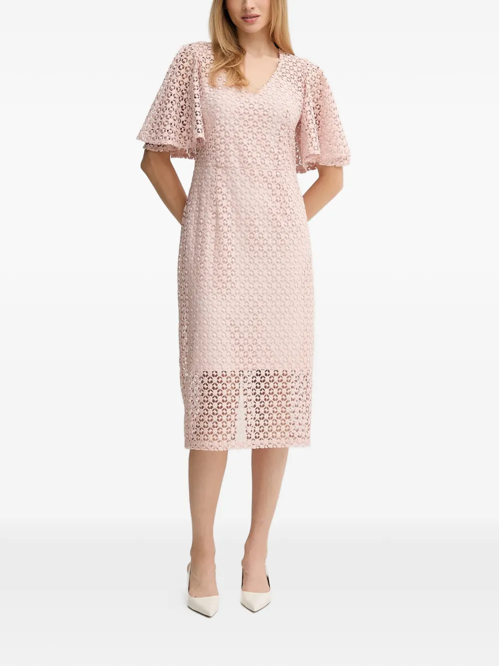 Joseph Ribkoff floral-lace butterfly-sleeve dress - Rosa