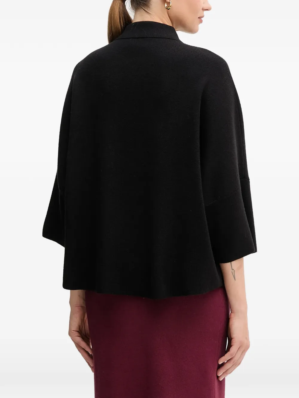  Joseph Ribkoff Button-embellishment Polo Top - Black 
