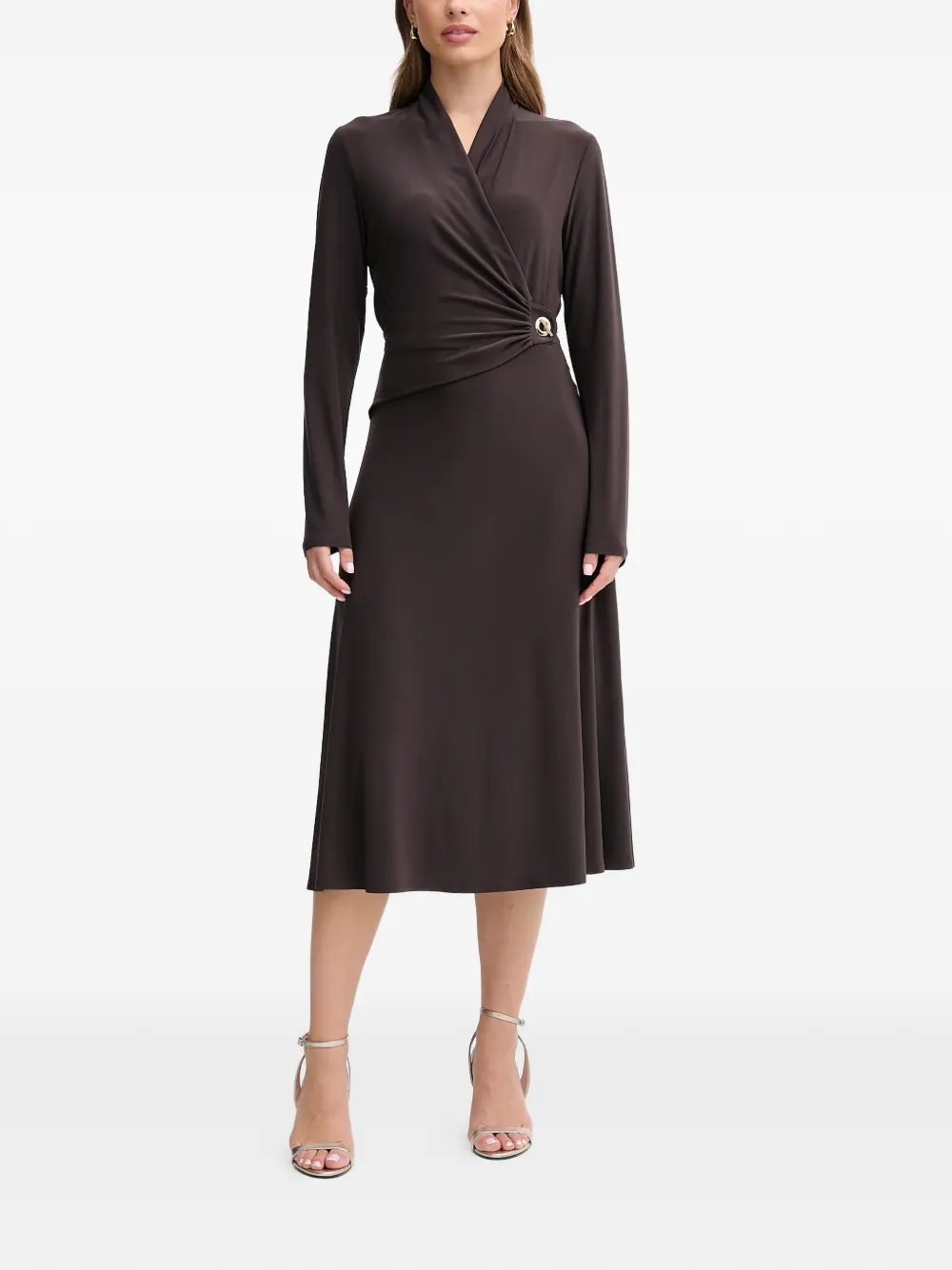 Joseph Ribkoff chain-detail wrap midi dress | Brown | Image 1